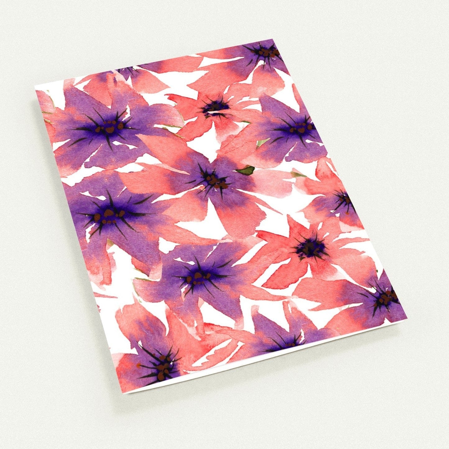 Coral Bloom — Fine Art Watercolor Note Cards with Large Coral-Pink Floral Design, Blank Inside, Pack of 10 with Envelopes #NCNA-1341