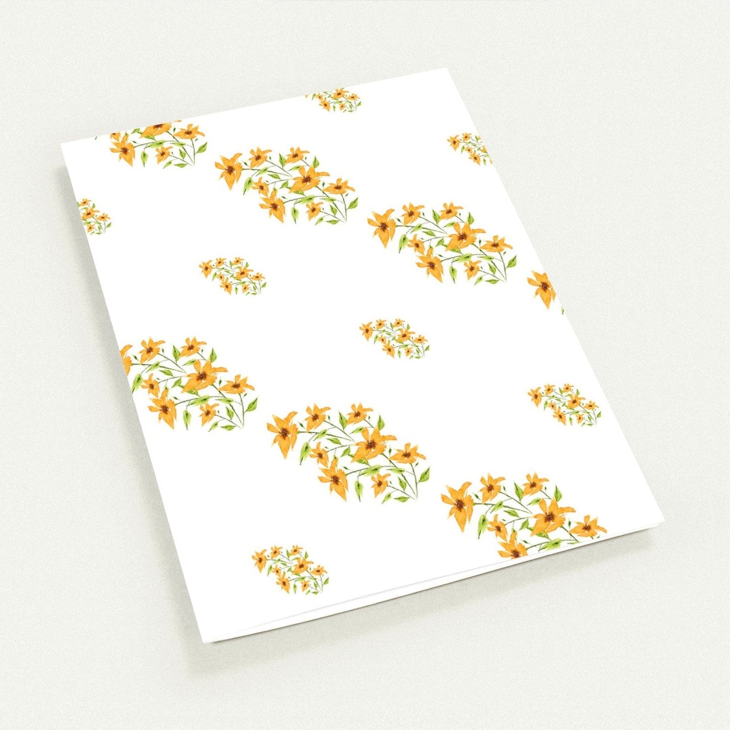 Citrine Bloom — Fine Art Watercolor Note Cards with Medium Yellow-Orange Floral Pattern, Blank Inside, Pack of 10 with Envelopes #NCNA-1393