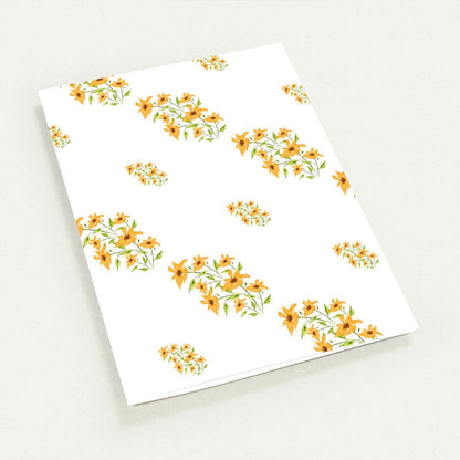 Citrine Bloom — Fine Art Watercolor Note Cards with Medium Yellow-Orange Floral Pattern, Blank Inside, Pack of 10 with Envelopes #NCNA-1393
