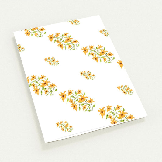 Citrine Bloom — Fine Art Watercolor Note Cards with Medium Yellow-Orange Floral Pattern, Blank Inside, Pack of 10 with Envelopes #NCNA-1393