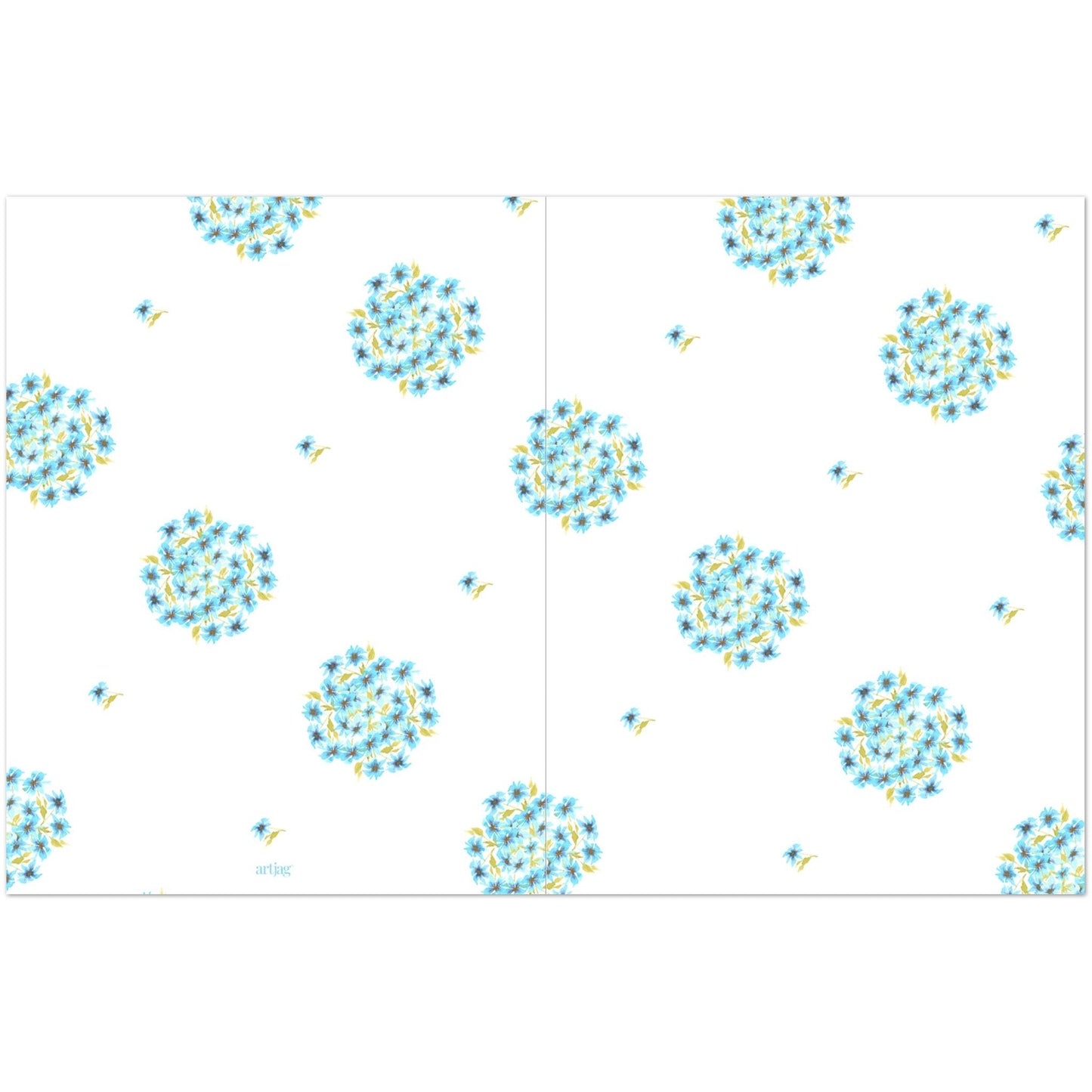 Cerulean Bloom — Fine Art Watercolor Note Cards with Medium Blue Floral Pattern, Blank Inside, Pack of 10 with Envelopes #NCNA-1433