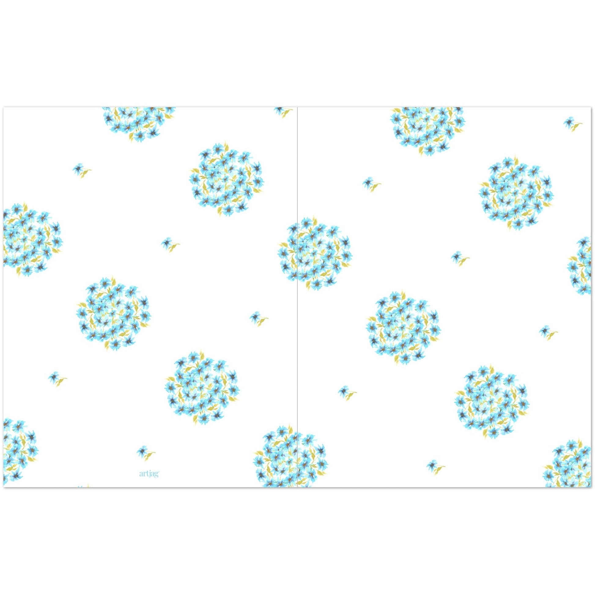 Cerulean Bloom — Fine Art Watercolor Note Cards with Medium Blue Floral Pattern, Blank Inside, Pack of 10 with Envelopes #NCNA-1433