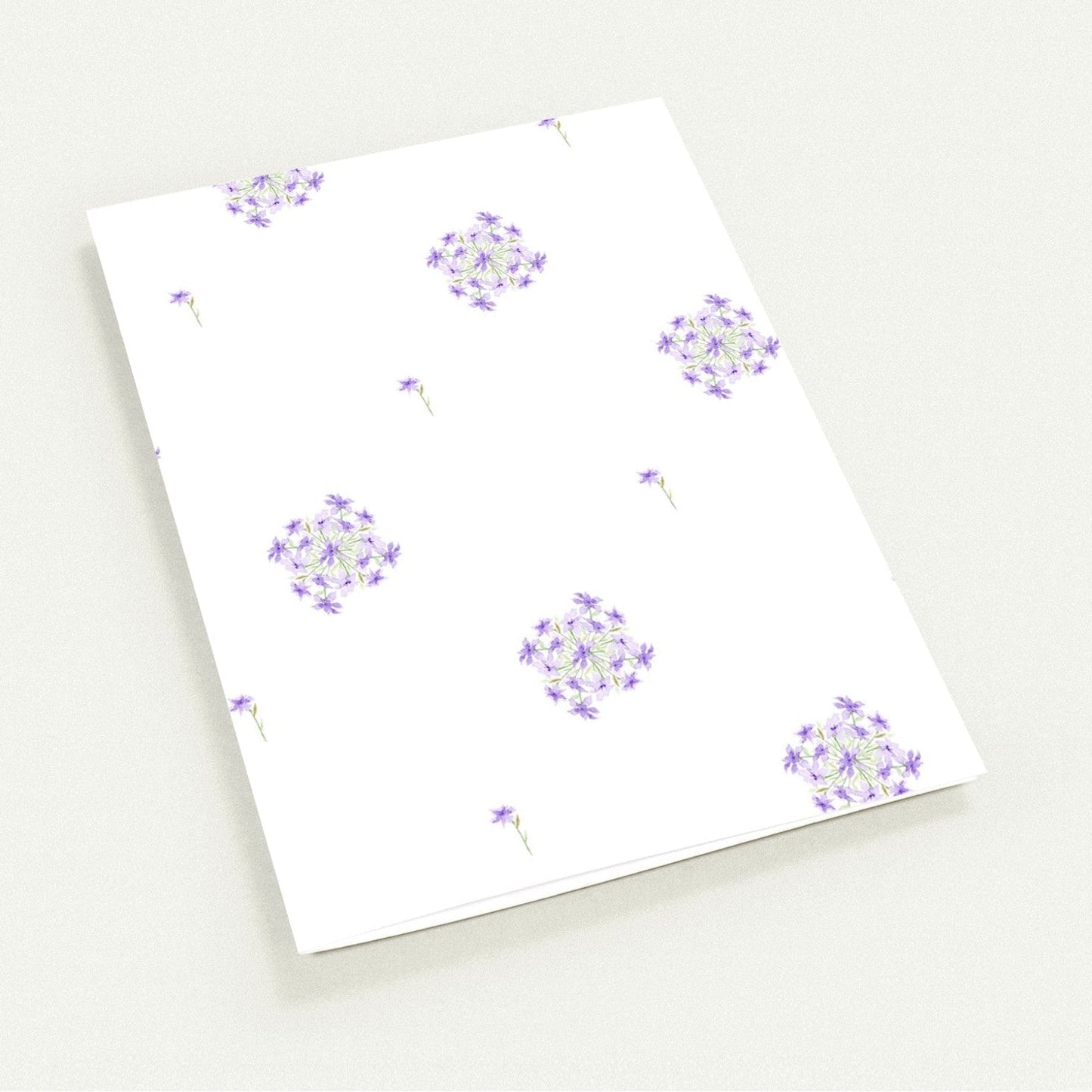 Soft Purple Bloom — Fine Art Watercolor Note Cards with Medium Soft Purple Floral Pattern, Blank Inside, Pack of 10 with Envelopes #NCNA-1323