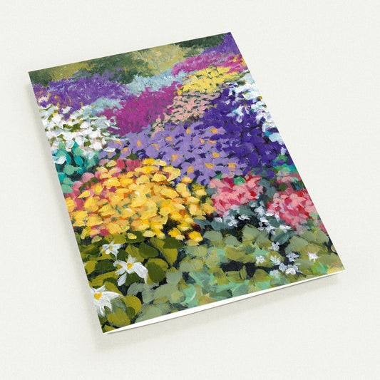 Floral Garden — Fine Art Note Cards with Acrylic Print Garden Scene View 2, Blank Inside, Pack of 10 with Envelopes #NCNA-1382