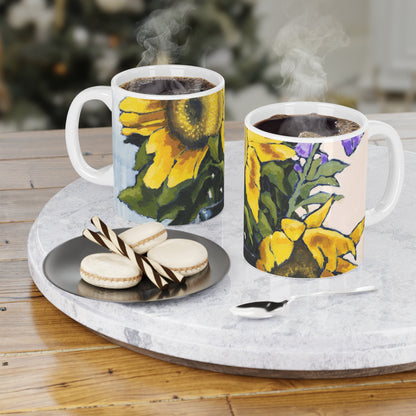 Sunflower Ceramic Mug & Polyester Placemat 8-Pc Bundle (Service for 4) | CABF-CM-1040