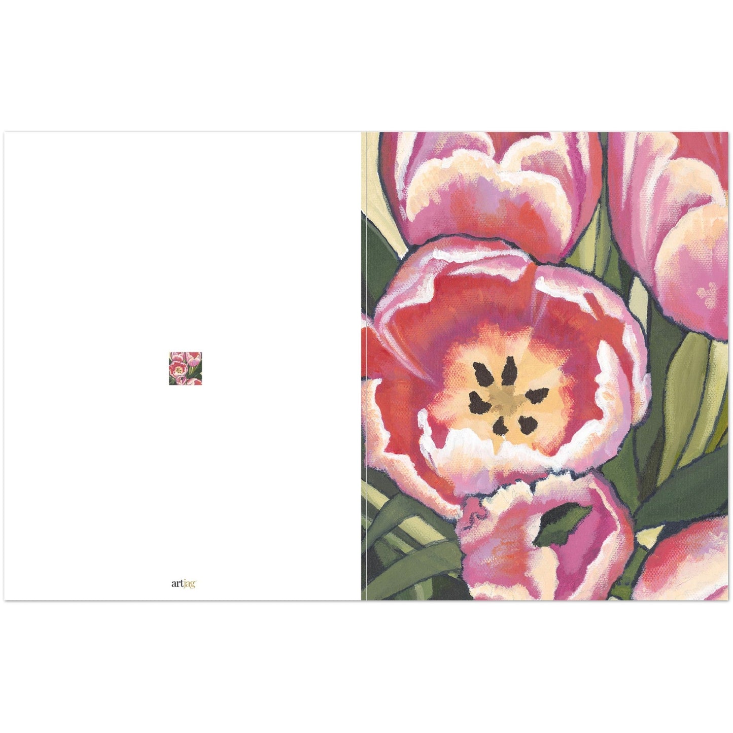 Pink Tulips — Fine Art Note Cards with Pink Tulips Acrylic Print Design, Blank Inside, Pack of 10 with Envelopes #NCNA-1081