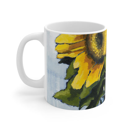 Sunflower Ceramic Mug & Polyester Placemat 8-Pc Bundle (Service for 4) | CABF-CM-1040