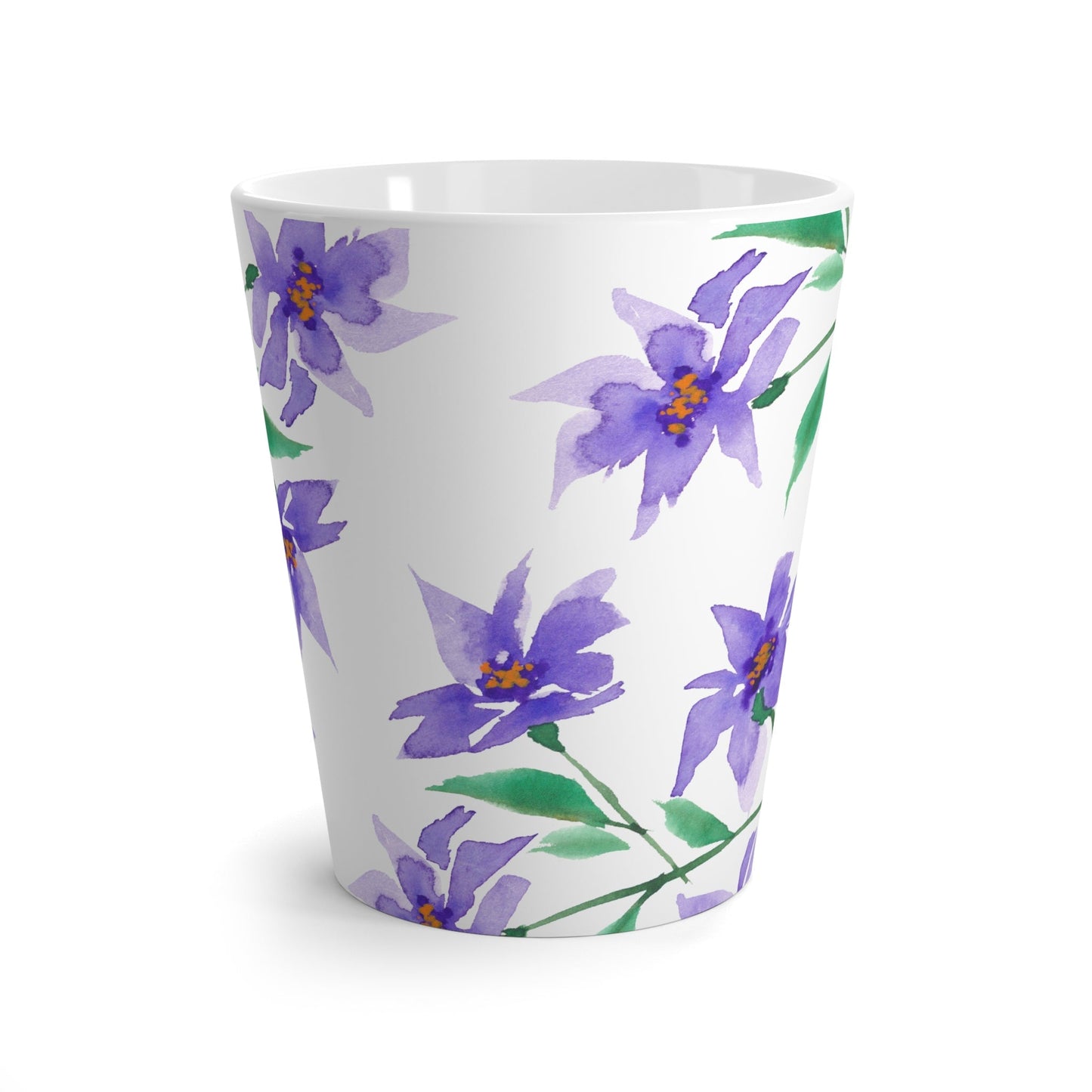Purple Floral Ceramic Mug & Polyester Placemat 8-Pc Bundle (Service for 4) | CABF-LM-1354