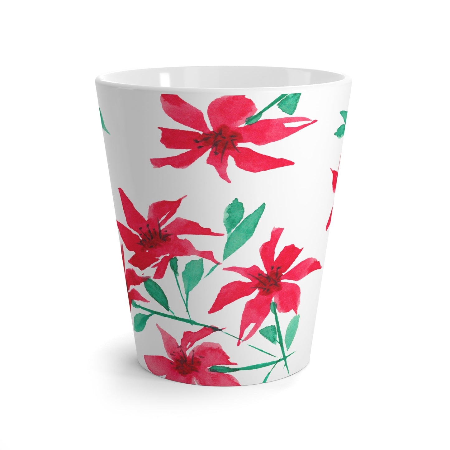 Red Floral Ceramic Mug & Polyester Placemat 8-Pc Bundle (Service for 4) | CABF-LM-1334