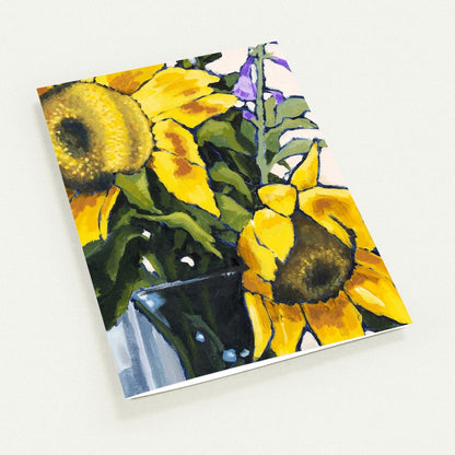 Sunflowers — Fine Art Note Cards with Yellow Floral Acrylic Print Design, Blank Inside, Pack of 10 with Envelopes #NCNA-1042