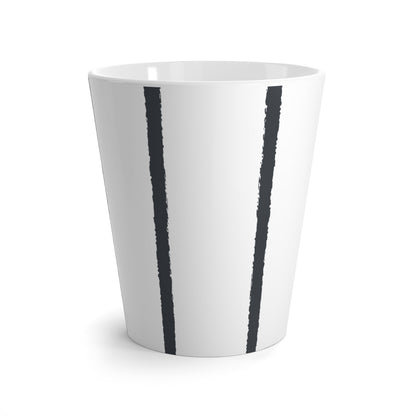 White Ceramic Latte Mug with Minimalist Vertical Brush Stroke Print in Dark Grey #CALM-1201-100-301