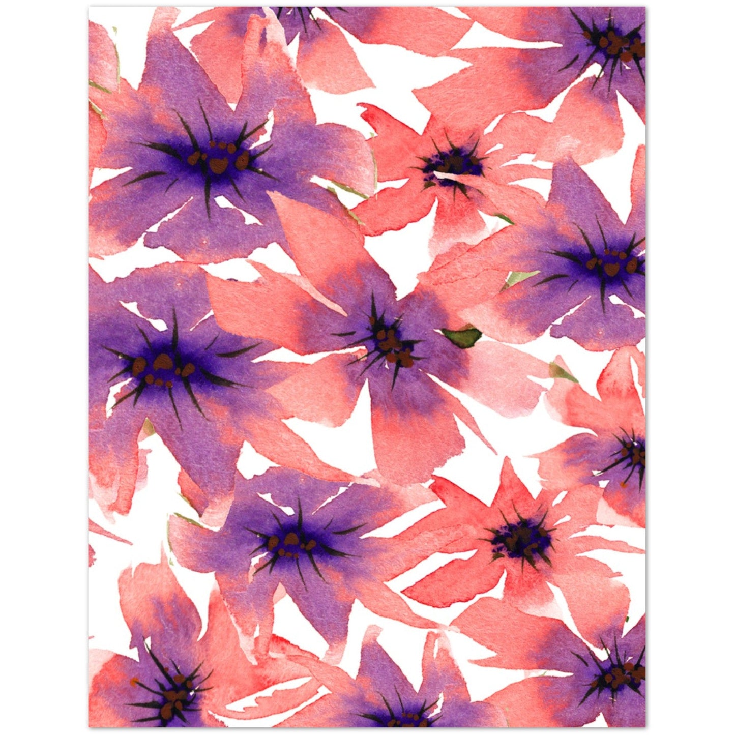 Coral Bloom — Fine Art Watercolor Note Cards with Large Coral-Pink Floral Design, Blank Inside, Pack of 10 with Envelopes #NCNA-1341