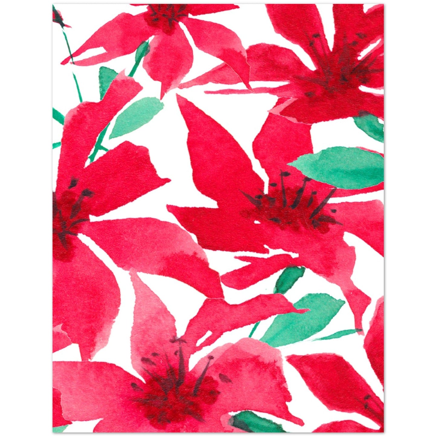 Scarlet Bloom — Fine Art Watercolor Note Cards with Large Red Floral Design, Blank Inside, Pack of 10 with Envelopes #NCNA-1331