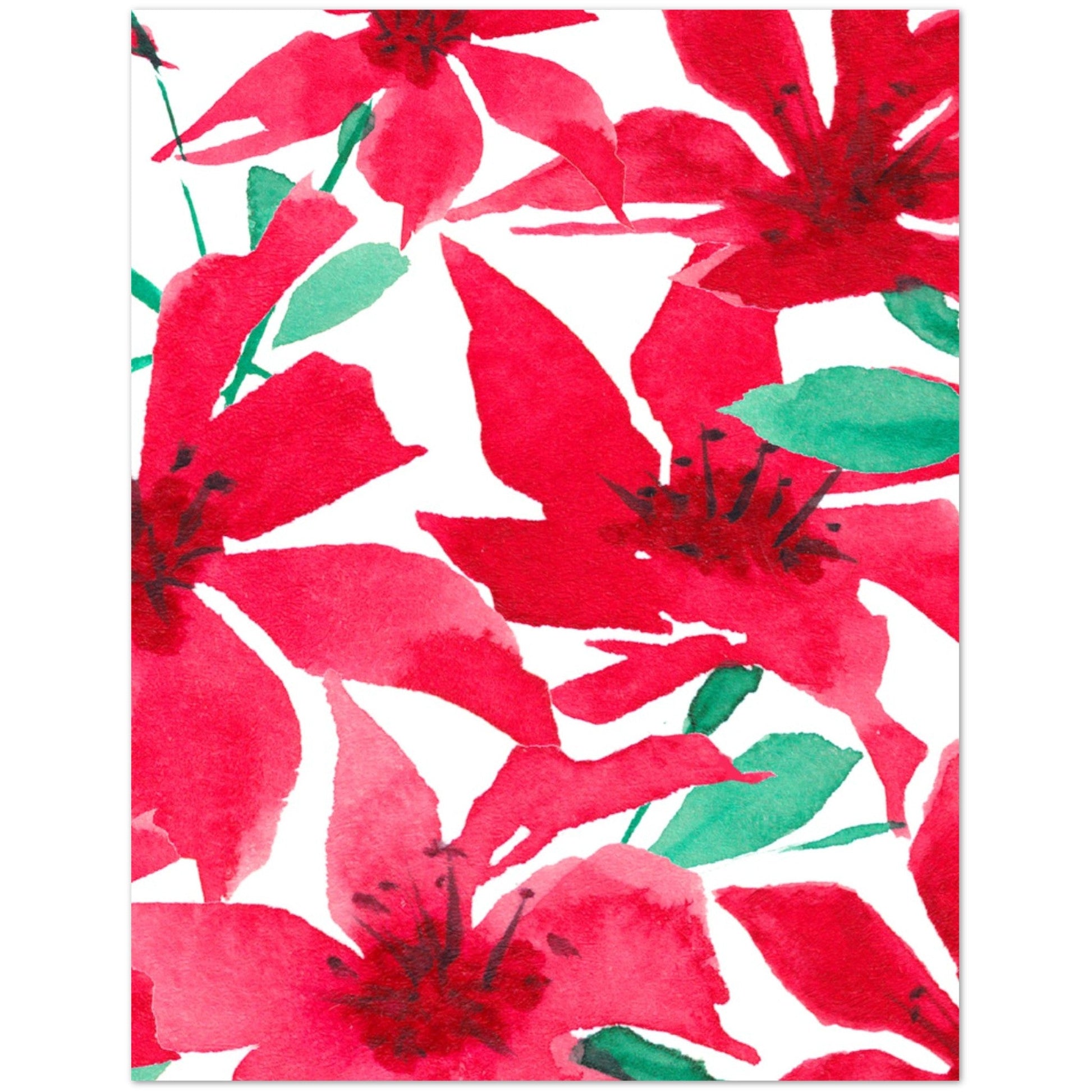 Scarlet Bloom — Fine Art Watercolor Note Cards with Large Red Floral Design, Blank Inside, Pack of 10 with Envelopes #NCNA-1331