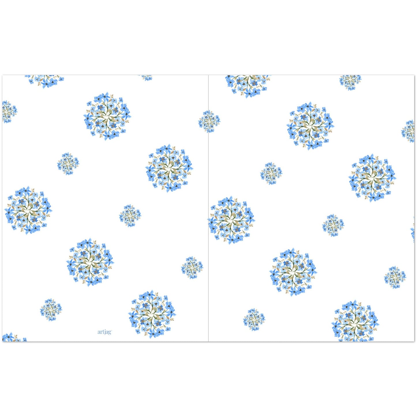Cornflower Bloom — Fine Art Watercolor Note Cards with Medium Blue Floral Pattern, Blank Inside, Pack of 10 with Envelopes #NCNA-1403