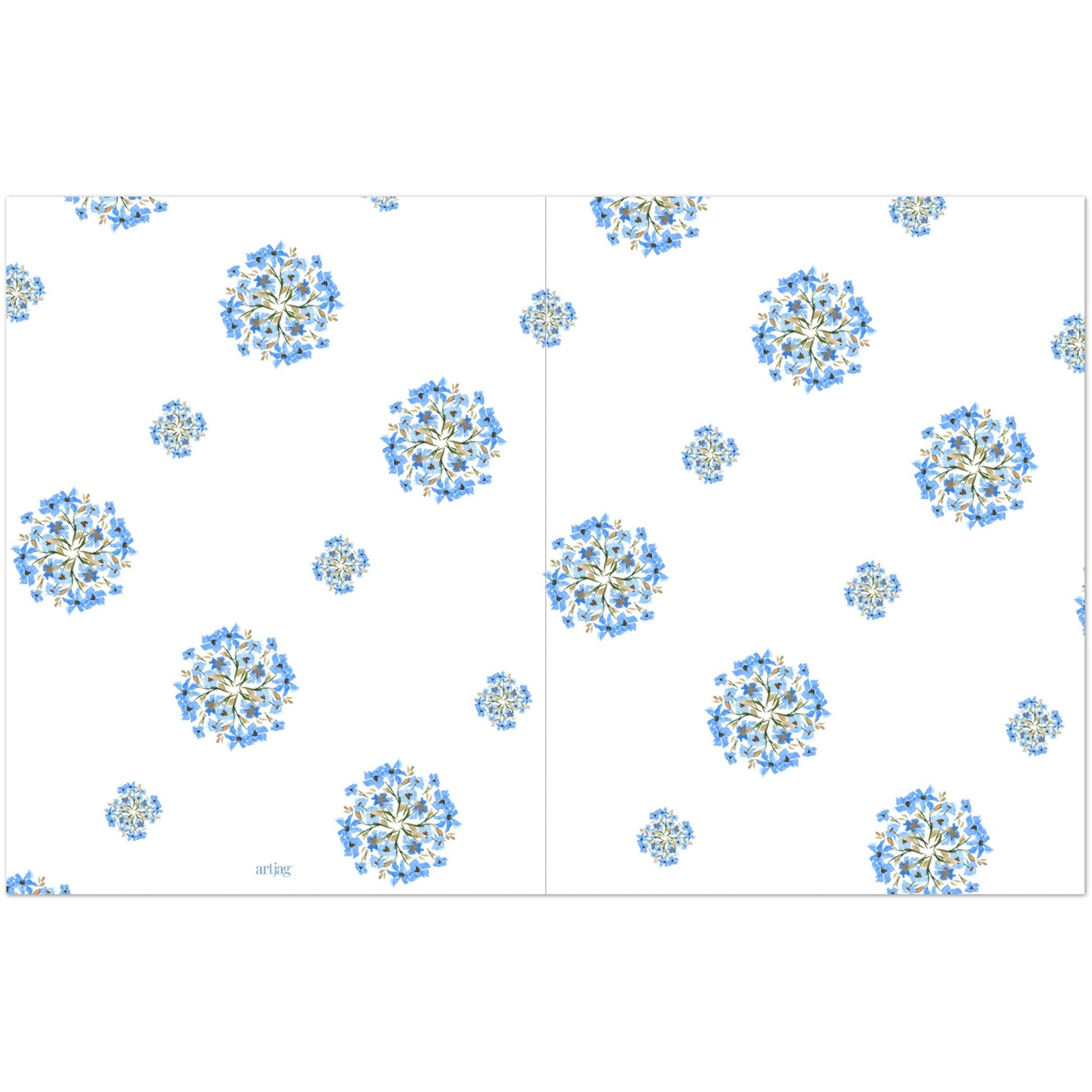 Cornflower Bloom — Fine Art Watercolor Note Cards with Medium Blue Floral Pattern, Blank Inside, Pack of 10 with Envelopes #NCNA-1403