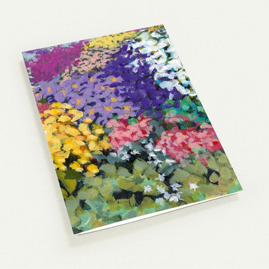 Floral Garden — Fine Art Note Cards with Acrylic Print Garden Scene View 1, Blank Inside, Pack of 10 with Envelopes #NCNA-1381