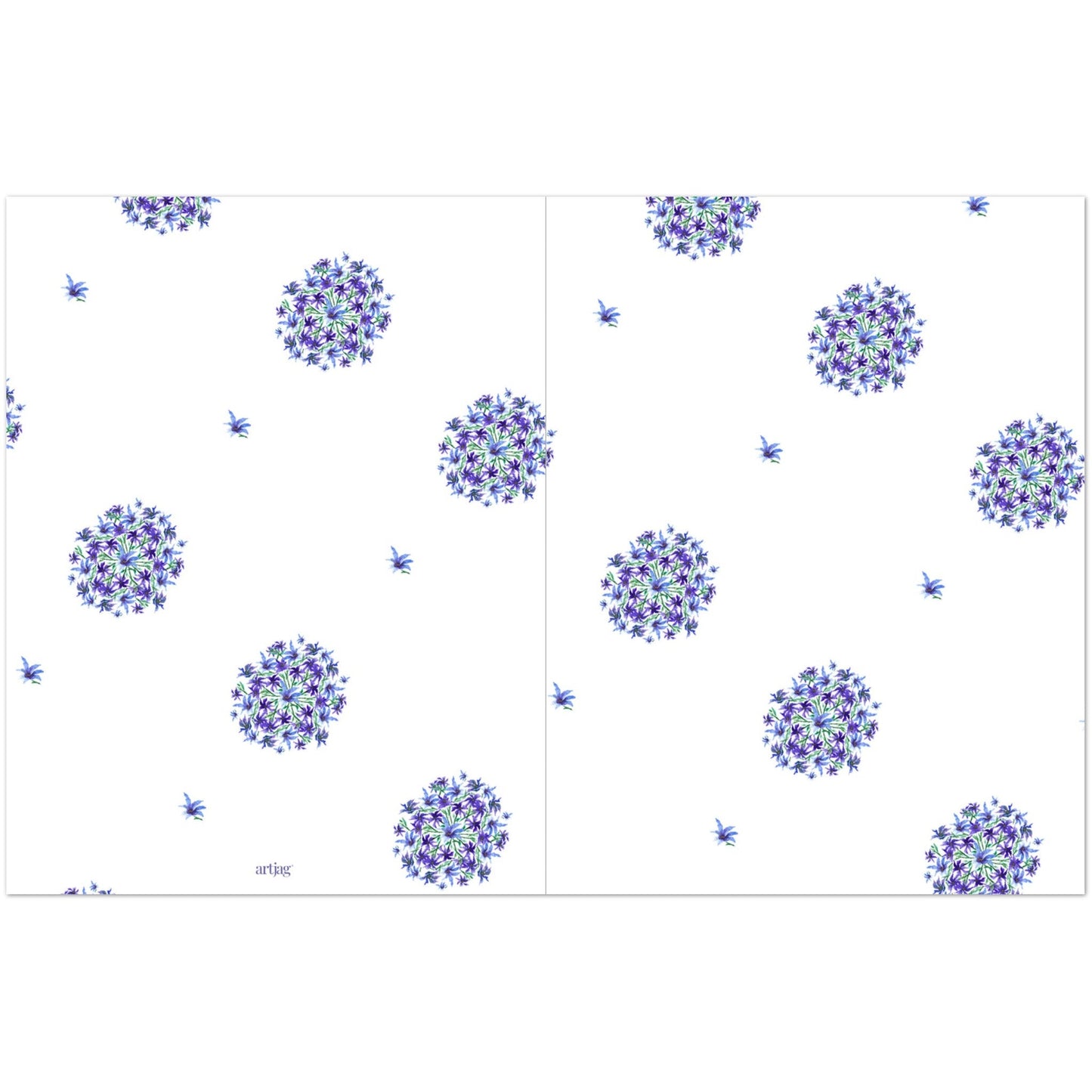 Indigo Bloom — Fine Art Watercolor Note Cards with Medium Purple Floral Pattern, Blank Inside, Pack of 10 with Envelopes #NCNA-1303