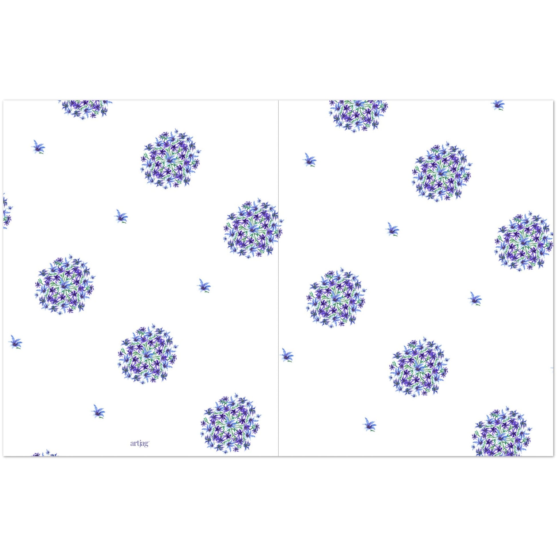 Indigo Bloom — Fine Art Watercolor Note Cards with Medium Purple Floral Pattern, Blank Inside, Pack of 10 with Envelopes #NCNA-1303