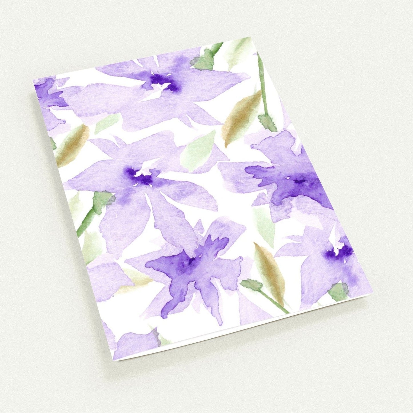 Soft Purple Bloom — Fine Art Watercolor Note Cards with Large Soft Purple Floral Design, Blank Inside, Pack of 10 with Envelopes #NCNA-1321
