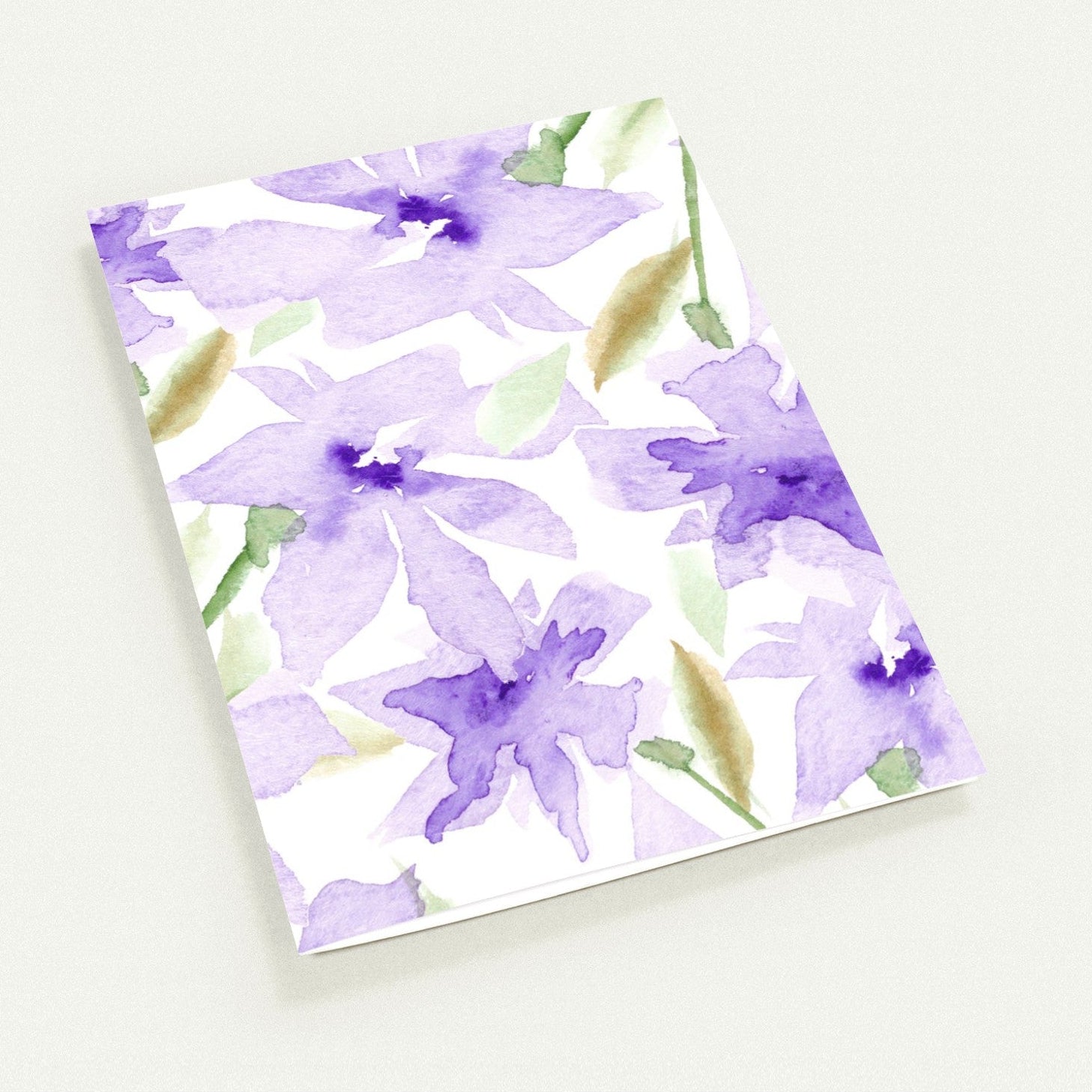 Soft Purple Bloom — Fine Art Watercolor Note Cards with Large Soft Purple Floral Design, Blank Inside, Pack of 10 with Envelopes #NCNA-1321
