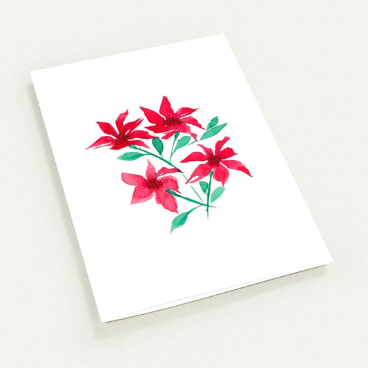 Scarlet Bloom — Fine Art Watercolor Note Cards with Red Floral Bouquet Design, Blank Inside, Pack of 10 with Envelopes #NCNA-1332