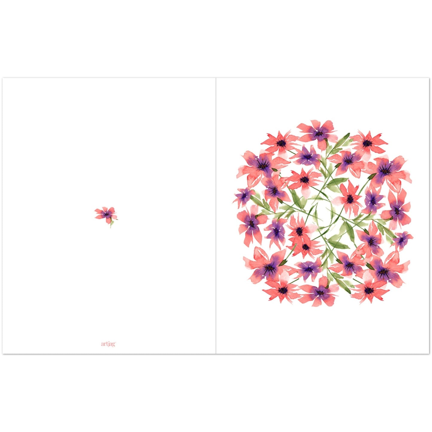 Coral Bloom — Fine Art Watercolor Note Cards with Coral-Pink Circular Mandala Design, Blank Inside, Pack of 10 with Envelopes #NCNA-1342