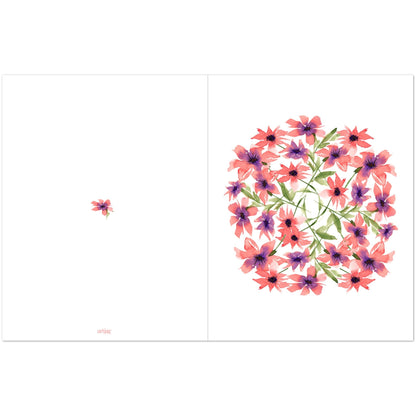 Coral Bloom — Fine Art Watercolor Note Cards with Coral-Pink Circular Mandala Design, Blank Inside, Pack of 10 with Envelopes #NCNA-1342
