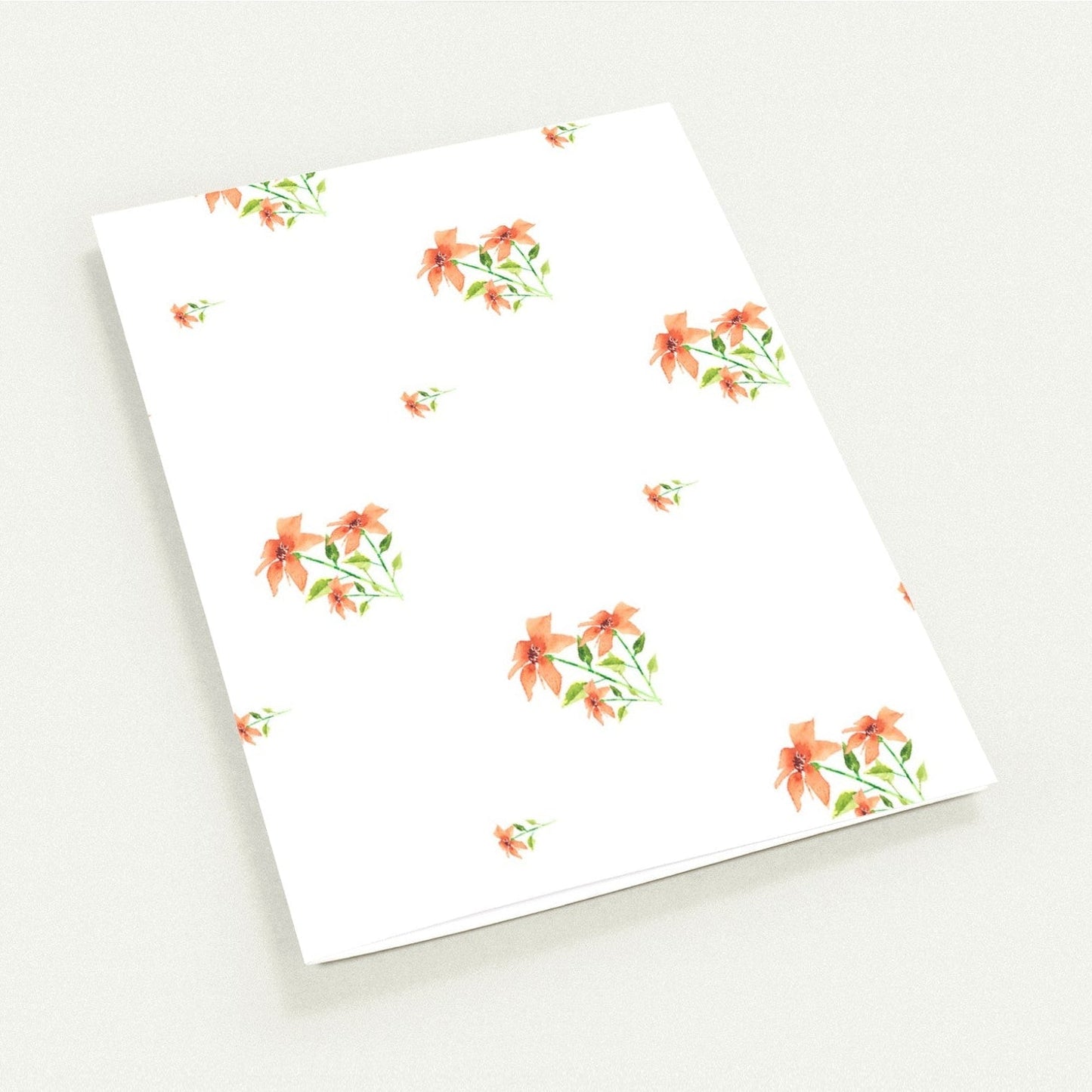 Peach Bloom — Fine Art Watercolor Note Cards with Medium Pale Orange Floral Pattern, Blank Inside, Pack of 10 with Envelopes #NCNA-1380-3
