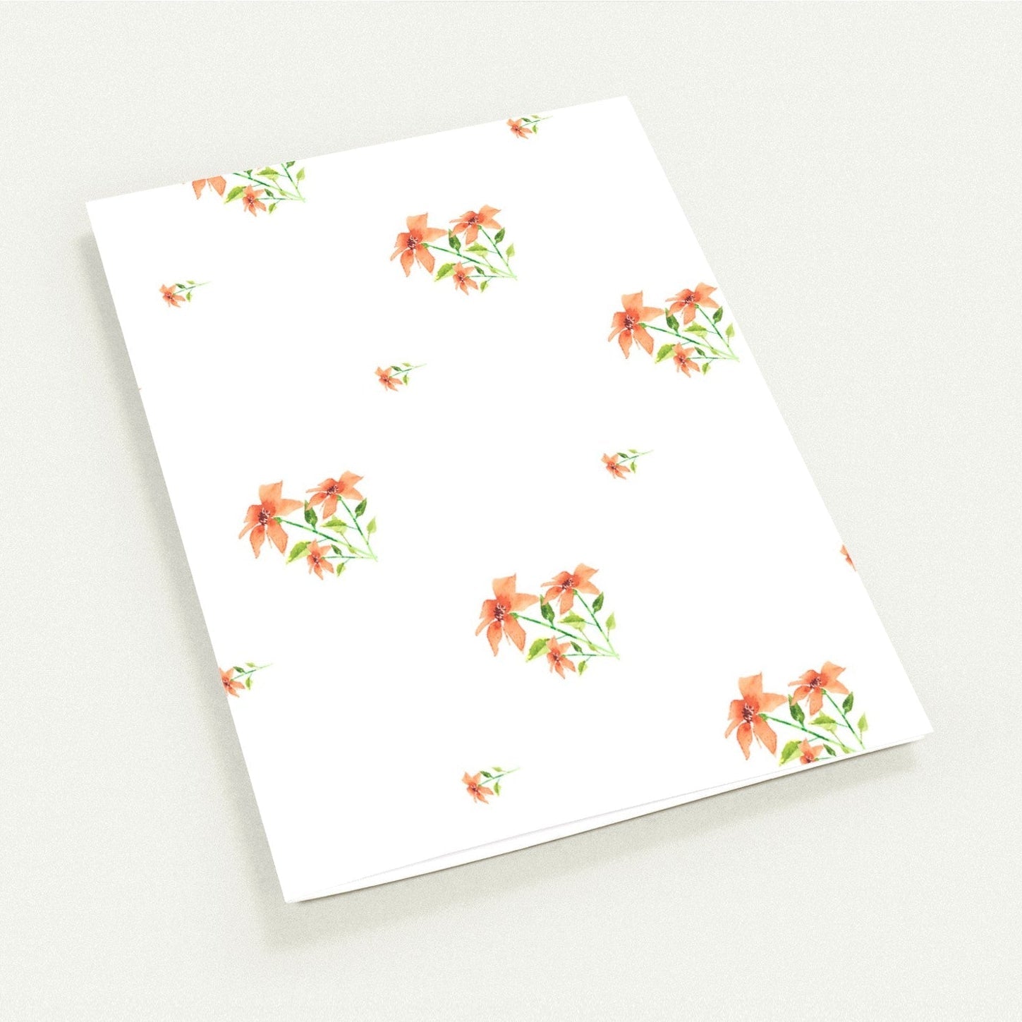 Peach Bloom — Fine Art Watercolor Note Cards with Medium Pale Orange Floral Pattern, Blank Inside, Pack of 10 with Envelopes #NCNA-1380-3