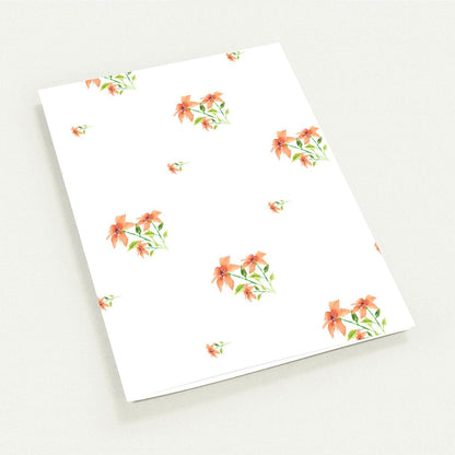 Peach Bloom — Fine Art Watercolor Note Cards with Medium Pale Orange Floral Pattern, Blank Inside, Pack of 10 with Envelopes #NCNA-1380-3