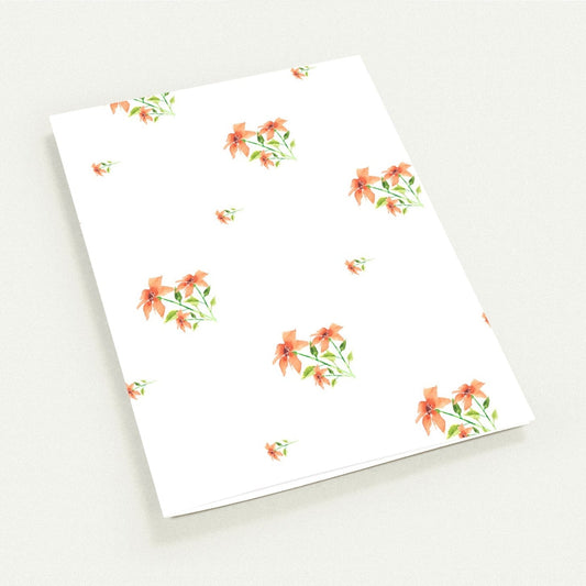 Peach Bloom — Fine Art Watercolor Note Cards with Medium Pale Orange Floral Pattern, Blank Inside, Pack of 10 with Envelopes #NCNA-1380-3