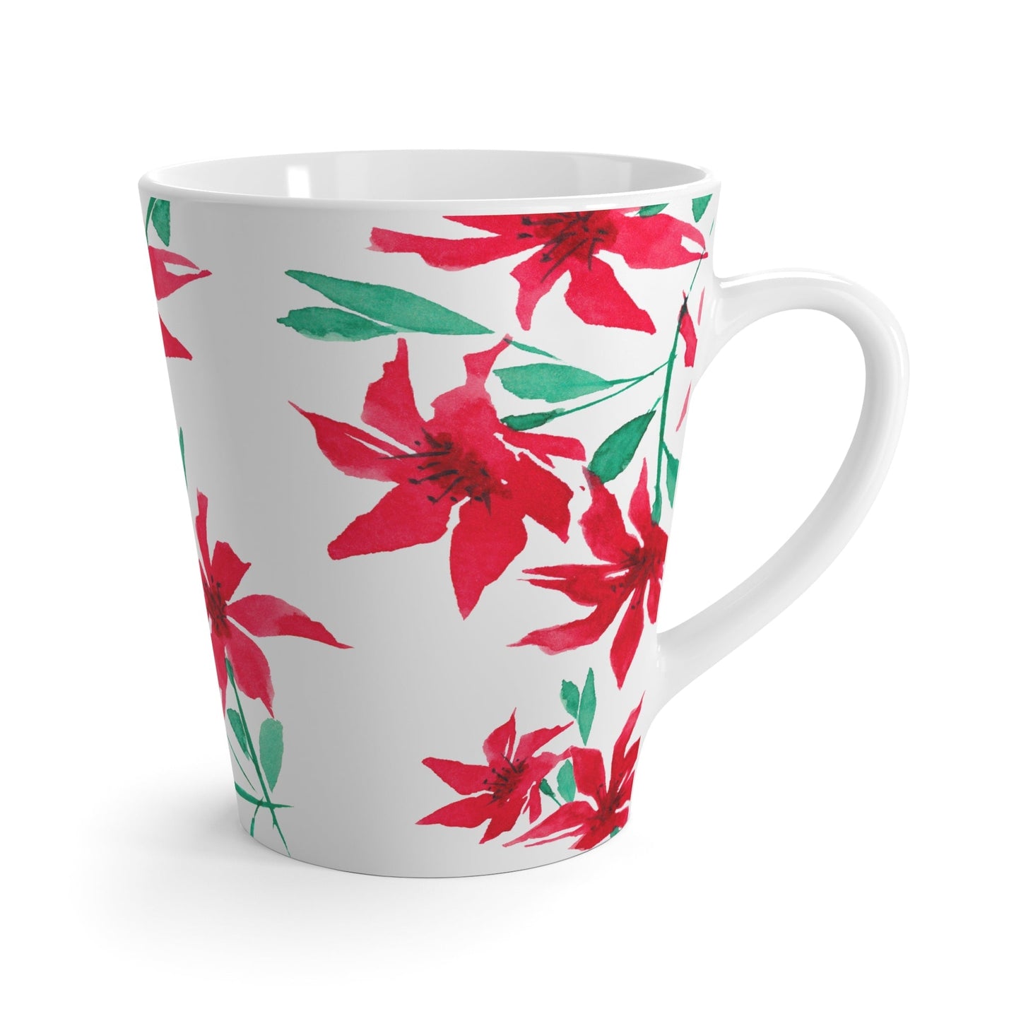 Red Floral Ceramic Mug & Polyester Placemat 8-Pc Bundle (Service for 4) | CABF-LM-1334