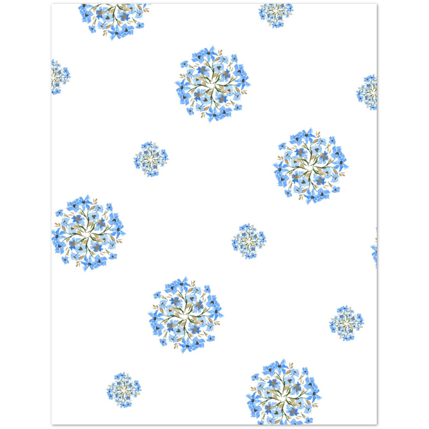 Cornflower Bloom — Fine Art Watercolor Note Cards with Medium Blue Floral Pattern, Blank Inside, Pack of 10 with Envelopes #NCNA-1403