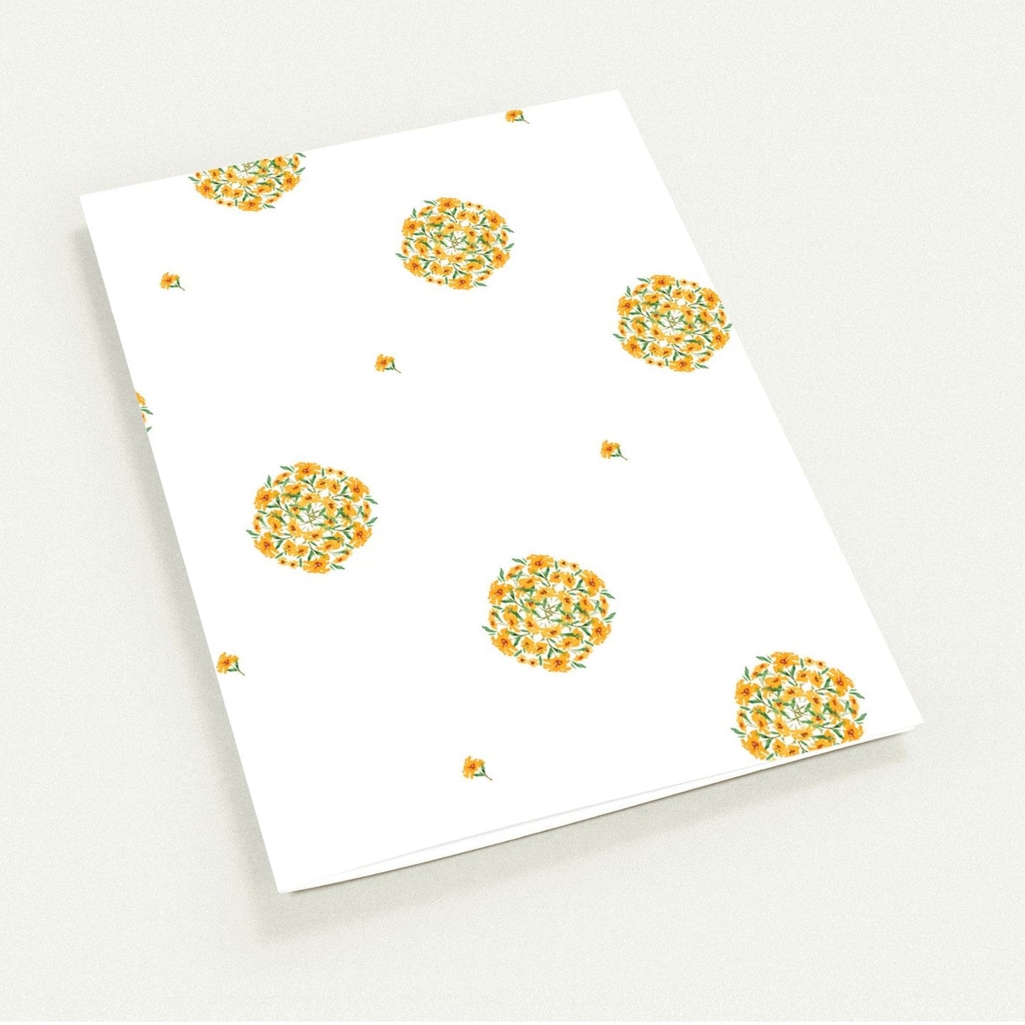 Saffron Garden — Fine Art Watercolor Note Cards with Medium Yellow-Orange Floral Pattern, Blank Inside, Pack of 10 with Envelopes #NCNA-1313