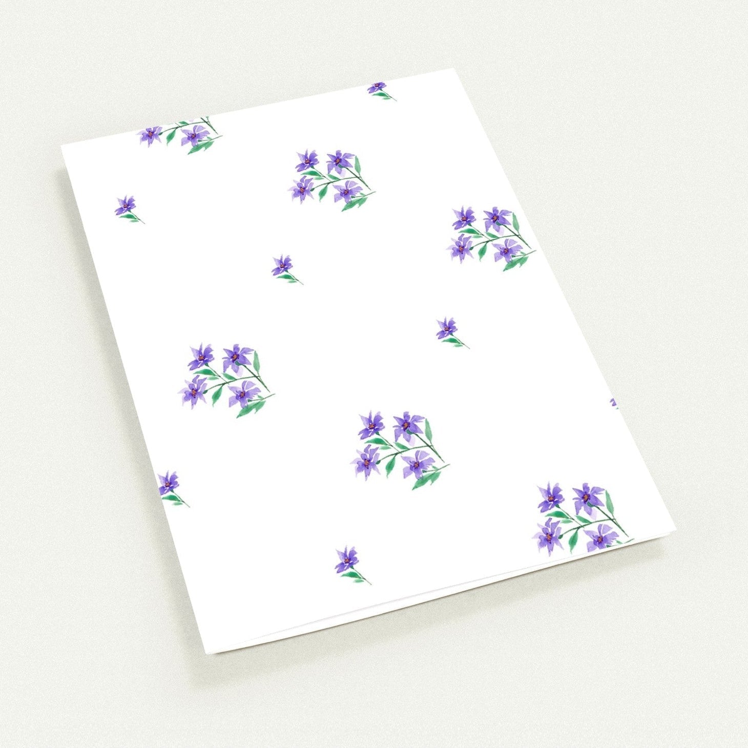 Purple Bloom — Fine Art Watercolor Note Cards with Medium Purple Floral Pattern, Blank Inside, Pack of 10 with Envelopes #NCNA-1353