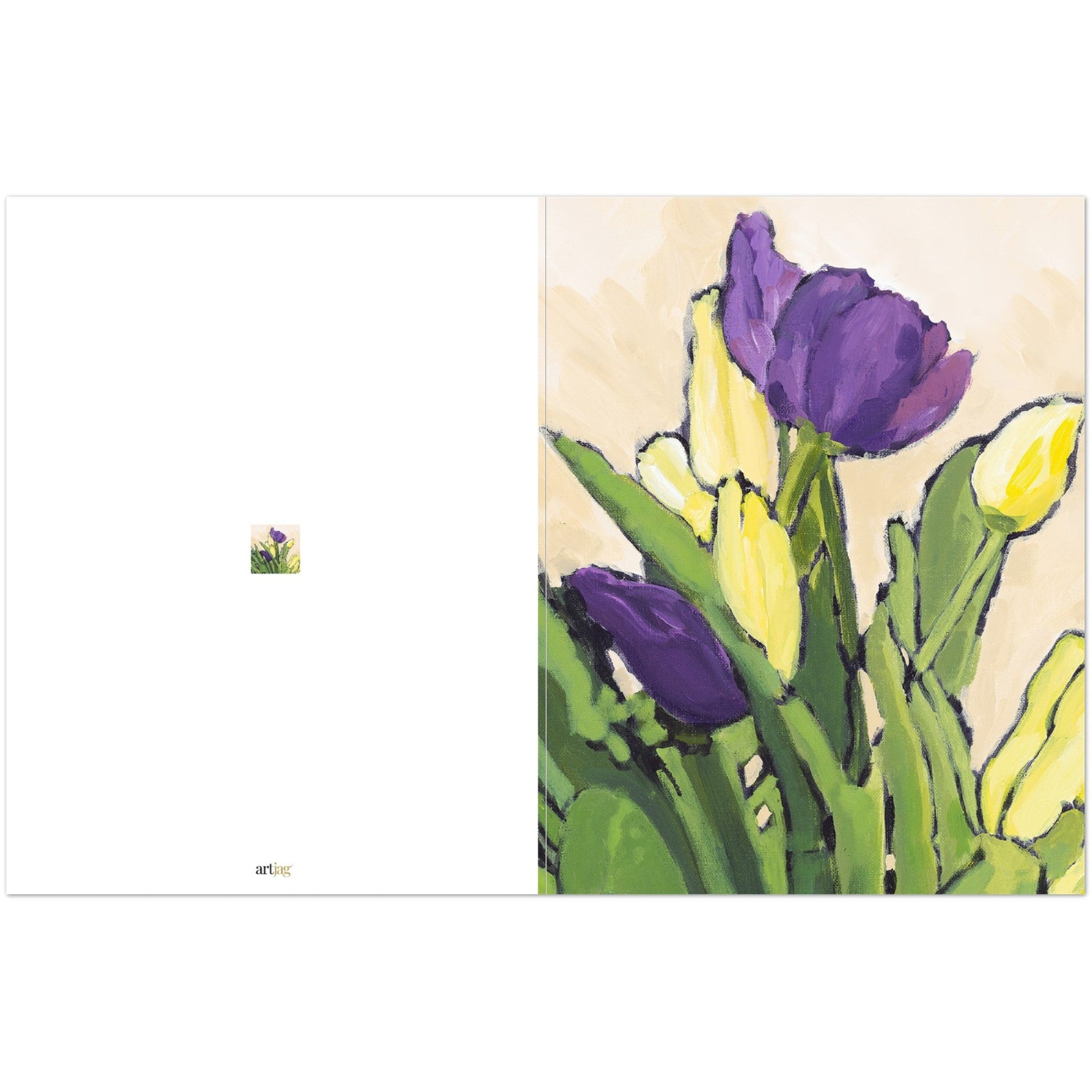 Purple & Yellow Tulips — Fine Art Note Cards with Purple and Yellow Floral Acrylic Print Design, Blank Inside, Pack of 10 with Envelopes #NCNA-1061