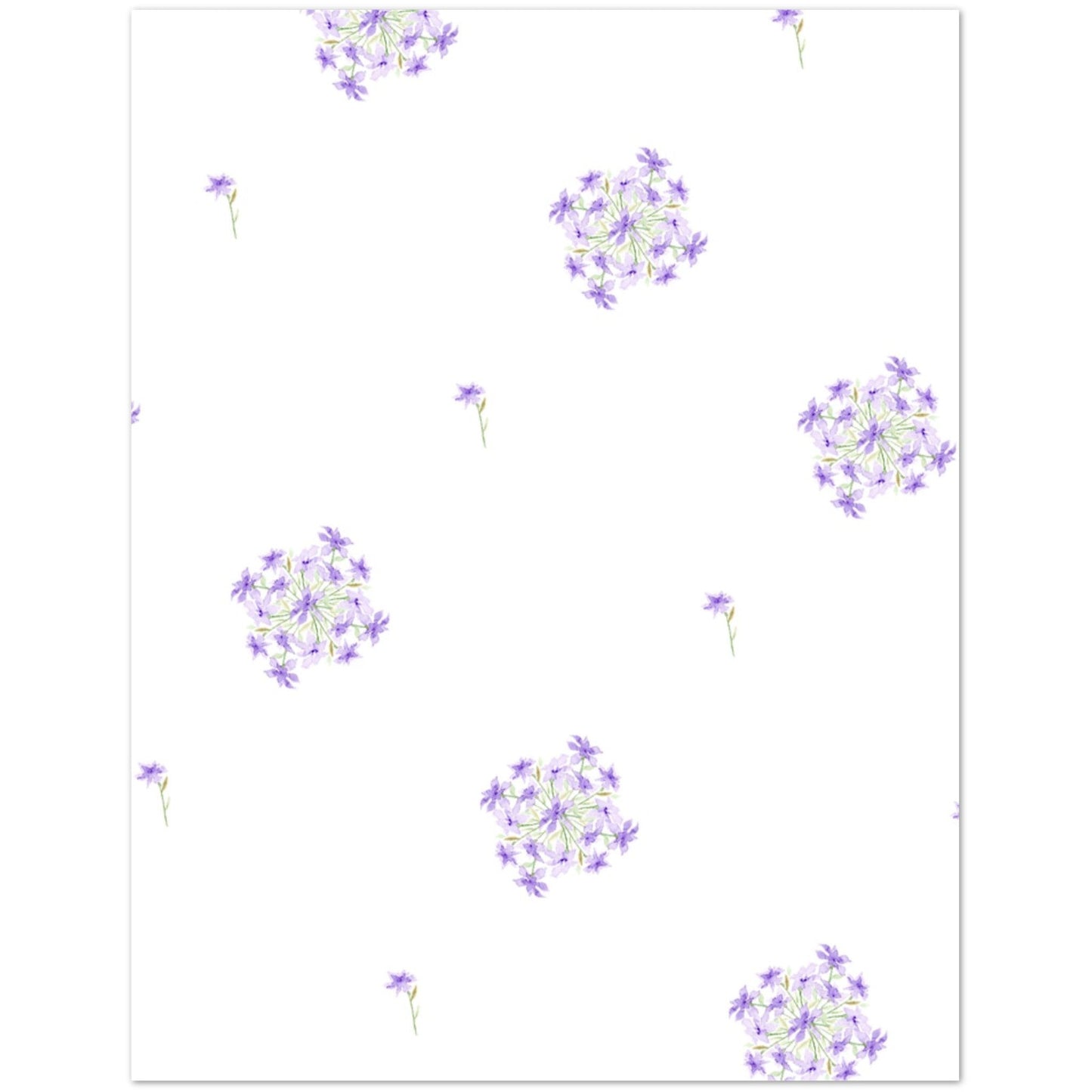 Soft Purple Bloom — Fine Art Watercolor Note Cards with Medium Soft Purple Floral Pattern, Blank Inside, Pack of 10 with Envelopes #NCNA-1323