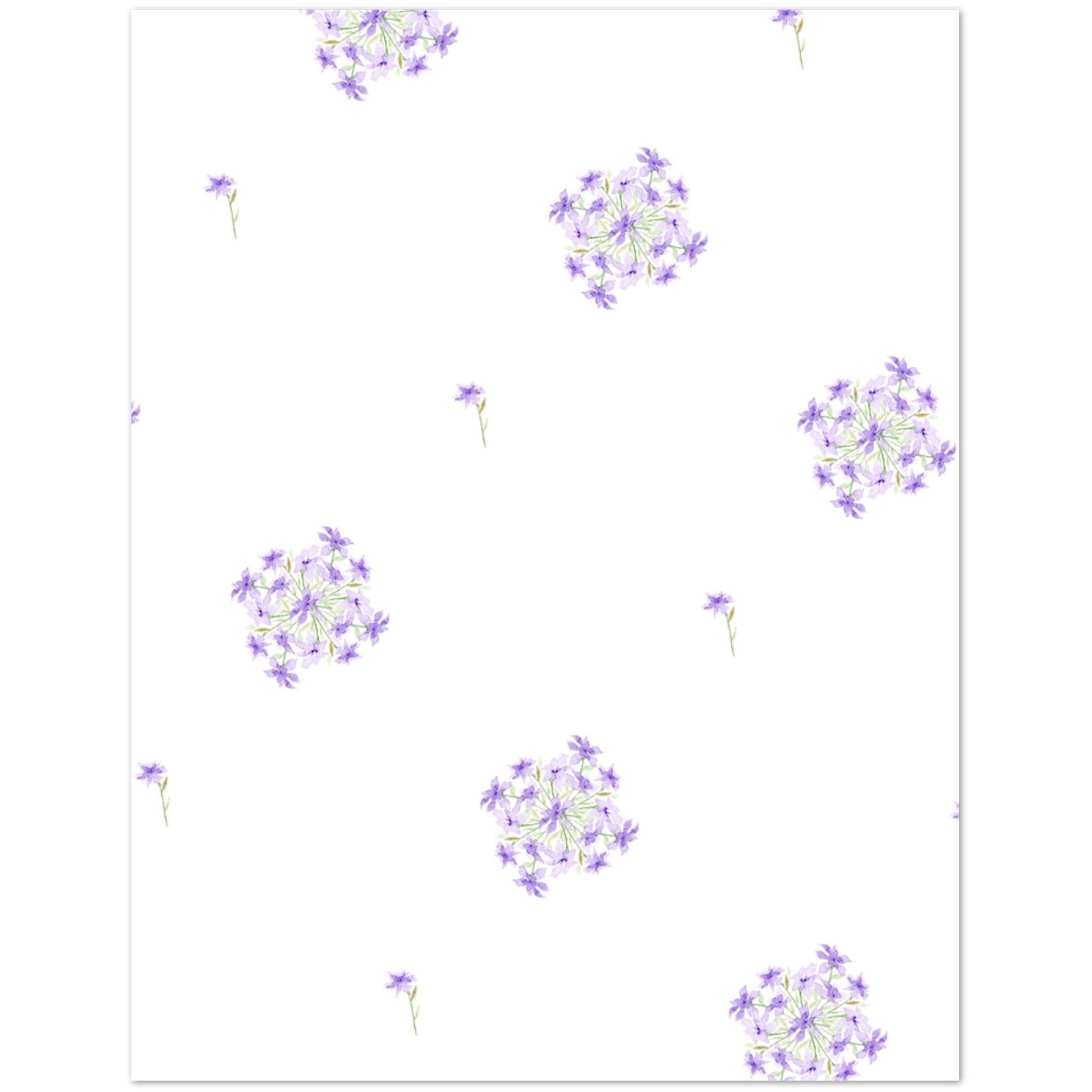 Soft Purple Bloom — Fine Art Watercolor Note Cards with Medium Soft Purple Floral Pattern, Blank Inside, Pack of 10 with Envelopes #NCNA-1323