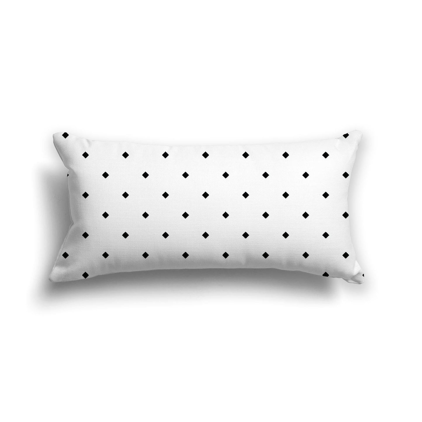 Off-White Cotton Canvas Cushion Covers with Black Diamonds on Front, CACU-CC-1010-101, 61 x 30 cm, 24 x 12 inches