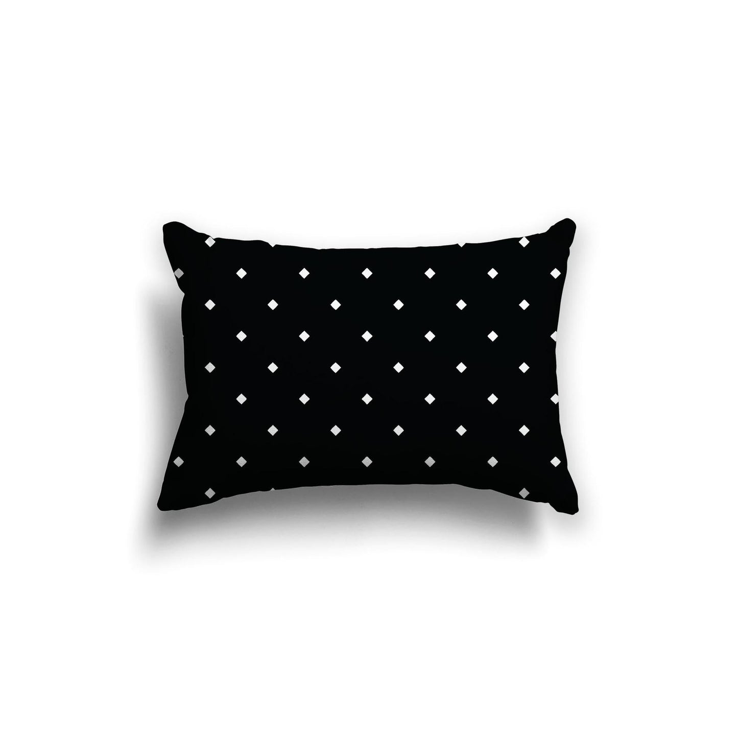 Black Cotton Canvas Cushion Covers with Off-White Diamonds on Front, CACU-CC-1010-102, 51 x 36 cm, 20 x 14 inches