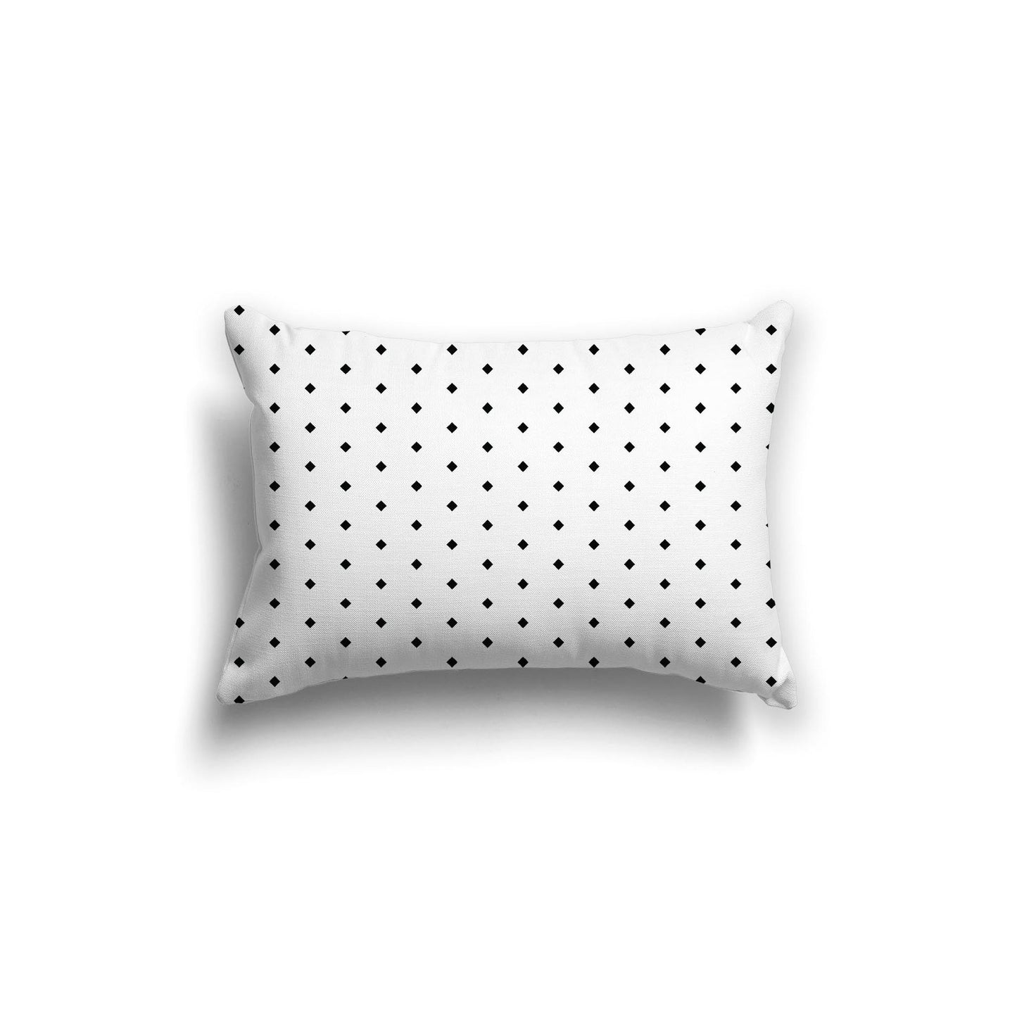 Off-White Cotton Canvas Cushion Covers with Fine Black Diamonds on Front, CACU-CC-1010-111, 51 x 36 cm, 20 x 14 inches