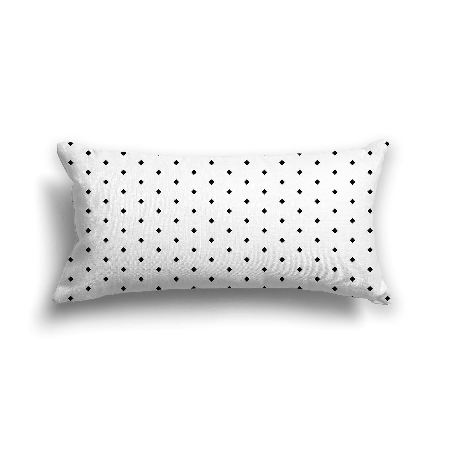 Off-White Cotton Canvas Cushion Covers with Fine Black Diamonds on Front, CACU-CC-1010-111, 61 x 30 cm, 24 x 12 inches