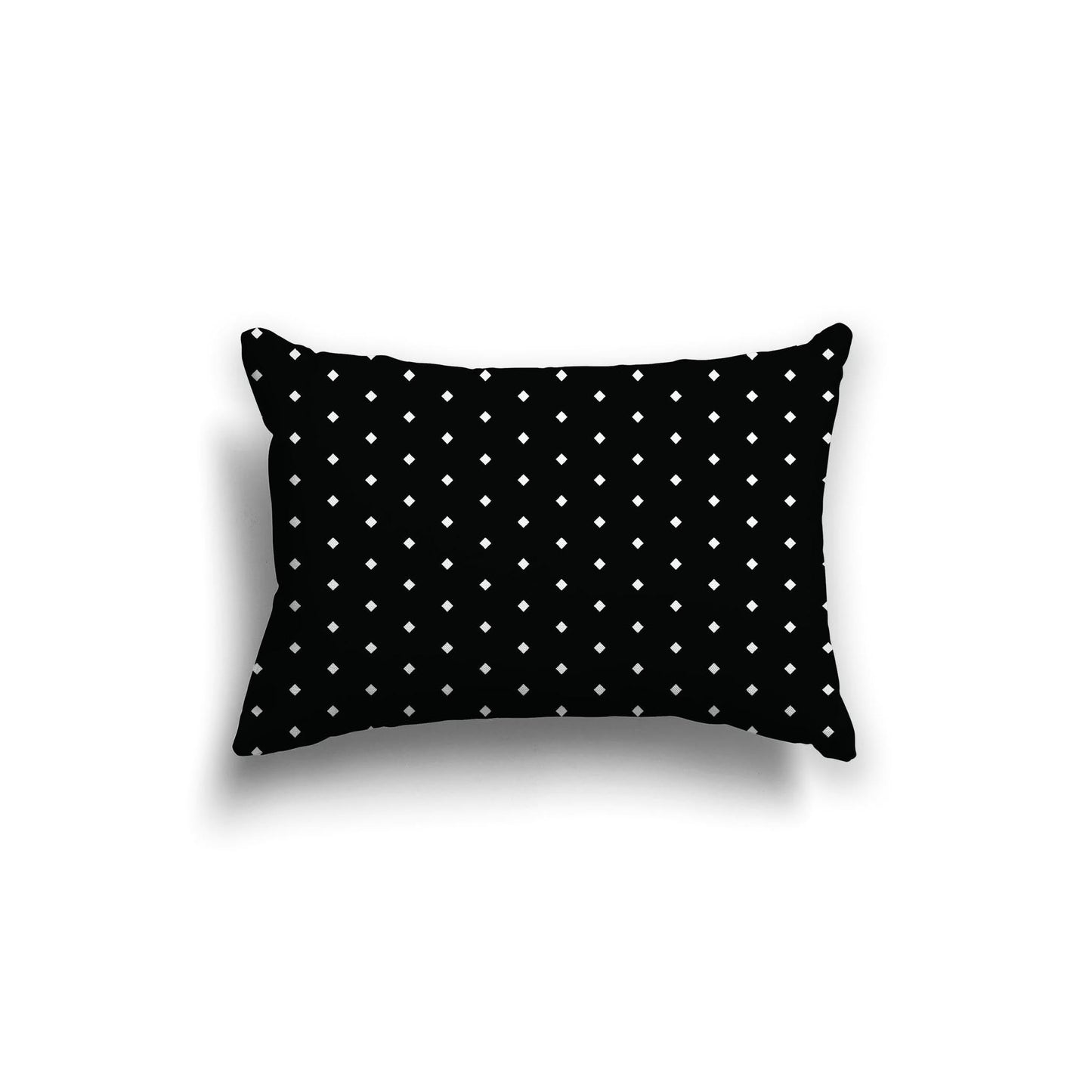 Black Cotton Canvas Cushion Covers with Fine Off-White Diamonds on Front, CACU-CC-1010-112, 51 x 36 cm, 20 x 14 inches