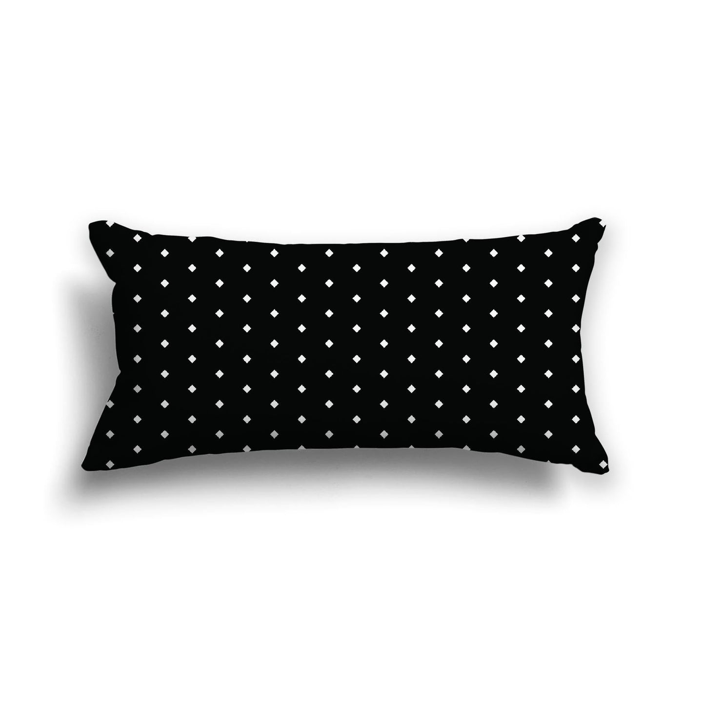Black Cotton Canvas Cushion Covers with Fine Off-White Diamonds on Front, CACU-CC-1010-112, 61 x 30 cm, 24 x 12 inches