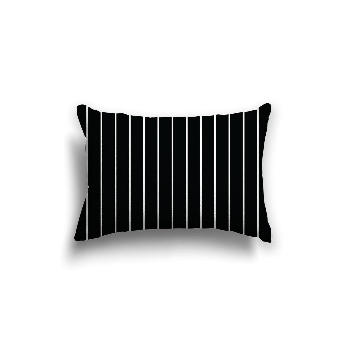 Black Cotton Canvas Cushion Covers with Fine Off-White Stripes on Front, CACU-CC-1010-152, 51 x 36 cm, 20 x 14 inches