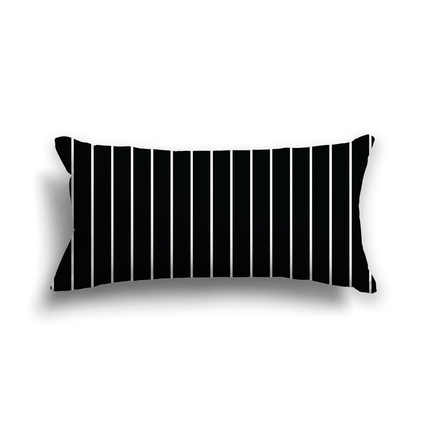 Black Cotton Canvas Cushion Covers with Fine Off-White Stripes on Front, CACU-CC-1010-152, 61 x 30 cm, 24 x 12 inches