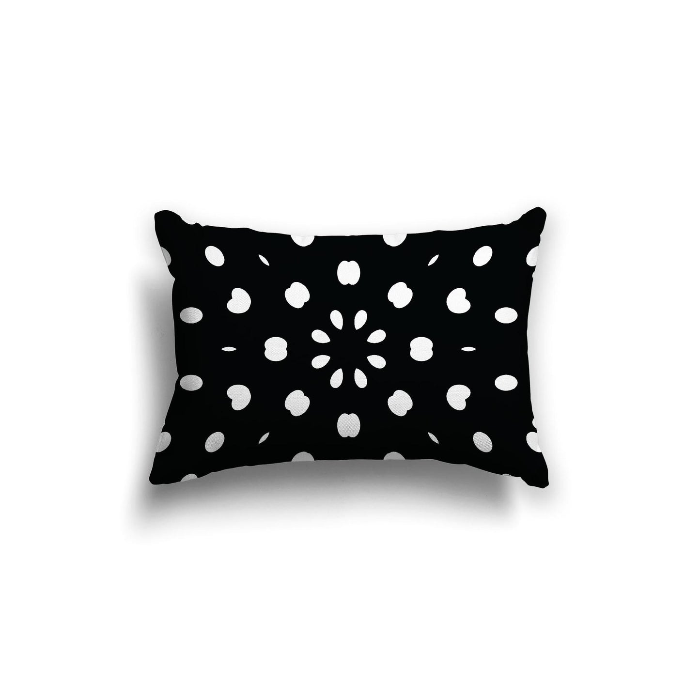 Black Cotton Canvas Cushion Covers with Off-White Burst Pattern on Front, CACU-CC-1010-232, 51 x 36 cm, 20 x 14 inches