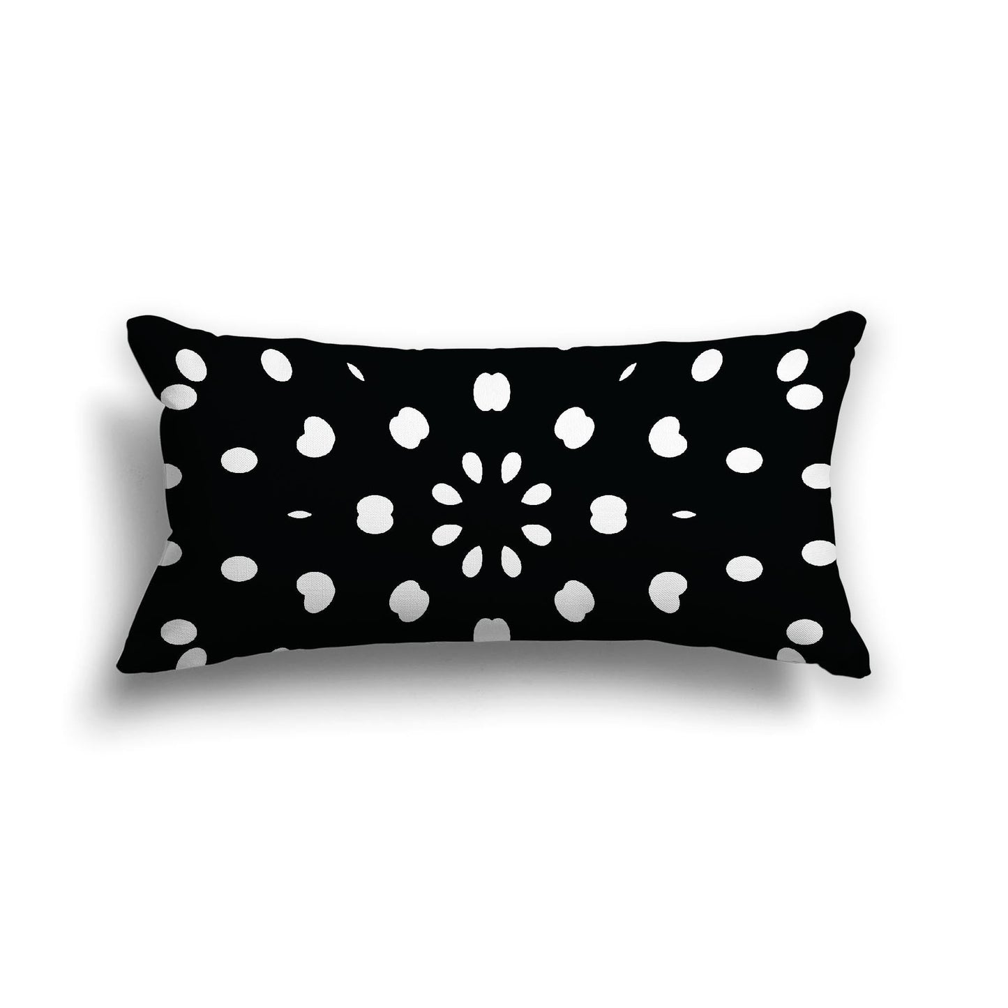 Black Cotton Canvas Cushion Covers with Off-White Burst Pattern on Front, CACU-CC-1010-232, 61 x 30 cm, 24 x 12 inches