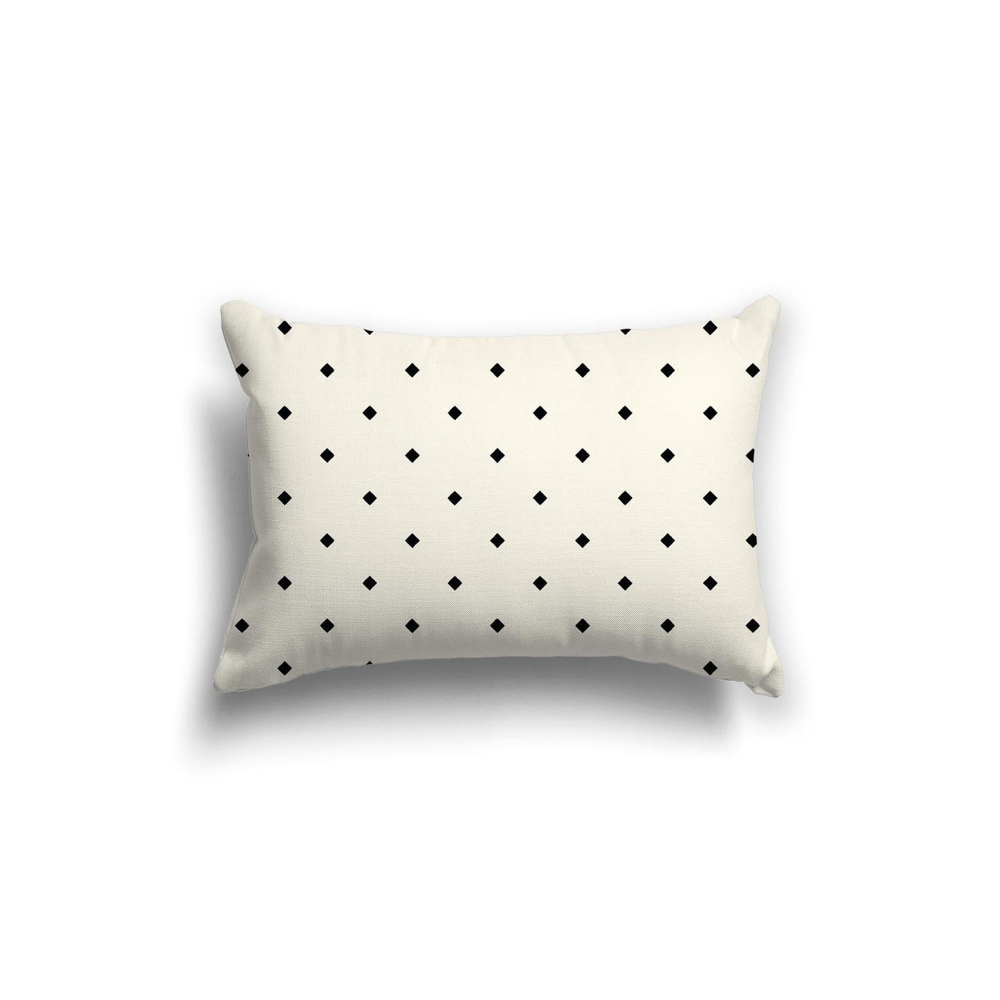 Pale Cream Cotton Canvas Cushion Covers with Black Diamonds on Front, CACU-CC-1013-101, 51 x 36 cm, 20 x 14 inches
